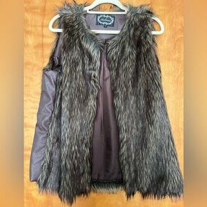 Ambiance Faux Fur Vest in Brown and Black